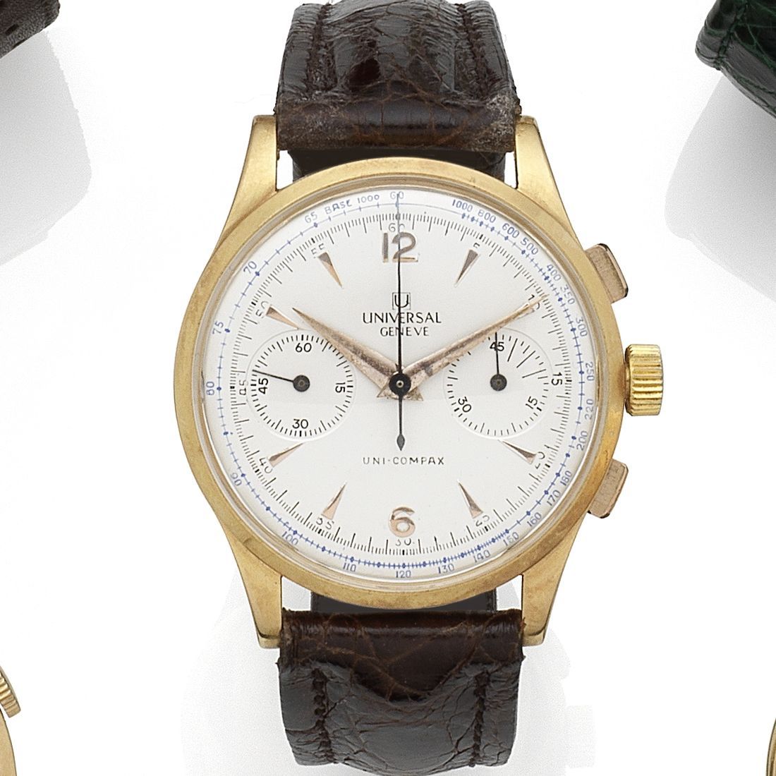 Universal. An 18K gold manual wind chronograph wristwatch Uni-Compax, Ref:124103, Case No.1434066, Circa 1955