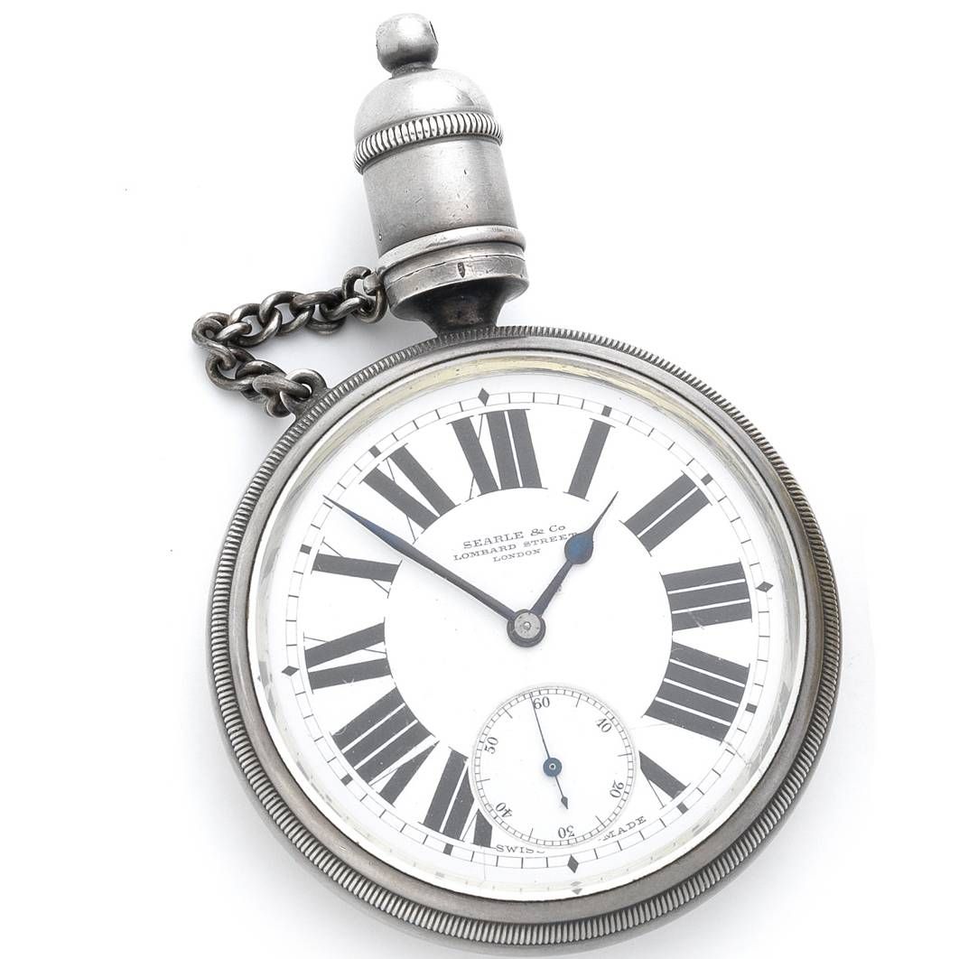 Searle & Co, Lombard Street, London. A late 19th century silver keyless wind explorer's pocket watch Circa 1890