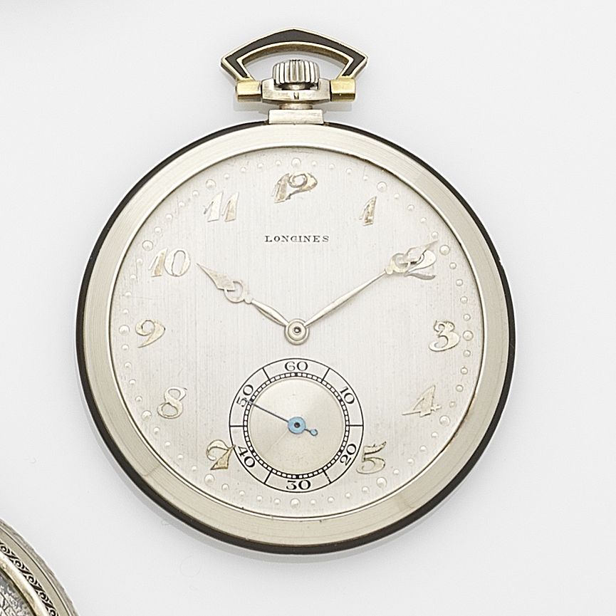 Longines. An 18ct white gold keyless wind open face pocket watch Case & Movement No.4116061, Circa 1910