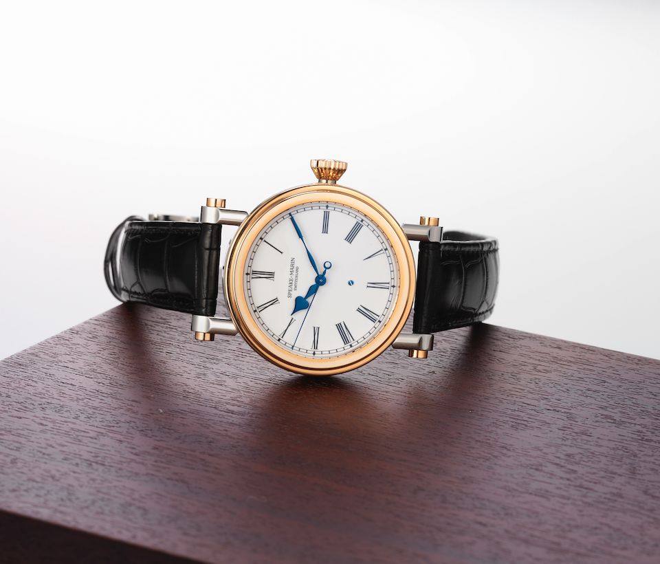 Speake-Marin. A fine and rare 18K rose gold and stainless steel automatic wristwatch with box and papers The Piccadilly Resilience, Serial No.SMST0026, Movement No.866, Manufactured ...