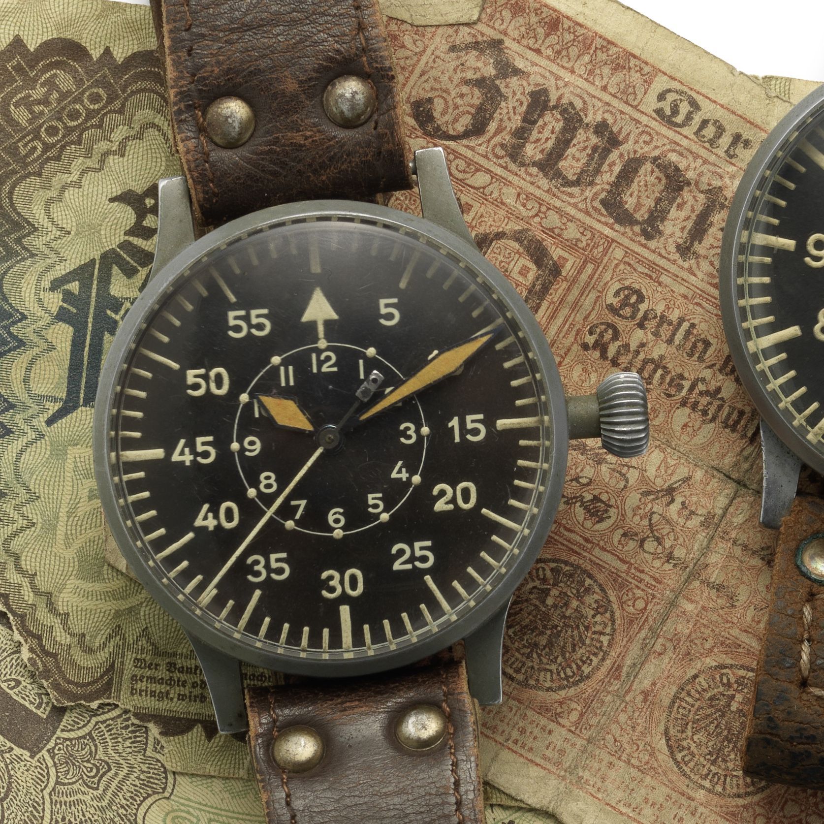 Laco. A rare oversized German military issue observation stainless steel manual wind wristwatch Case No.FL23883, Movement No.1.5770, Circa 1942