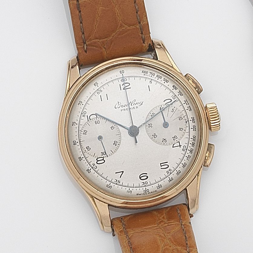 Breitling. An 18ct gold manual wind chronograph wristwatch Premier, Ref:782, Case No.662201, Circa 1945