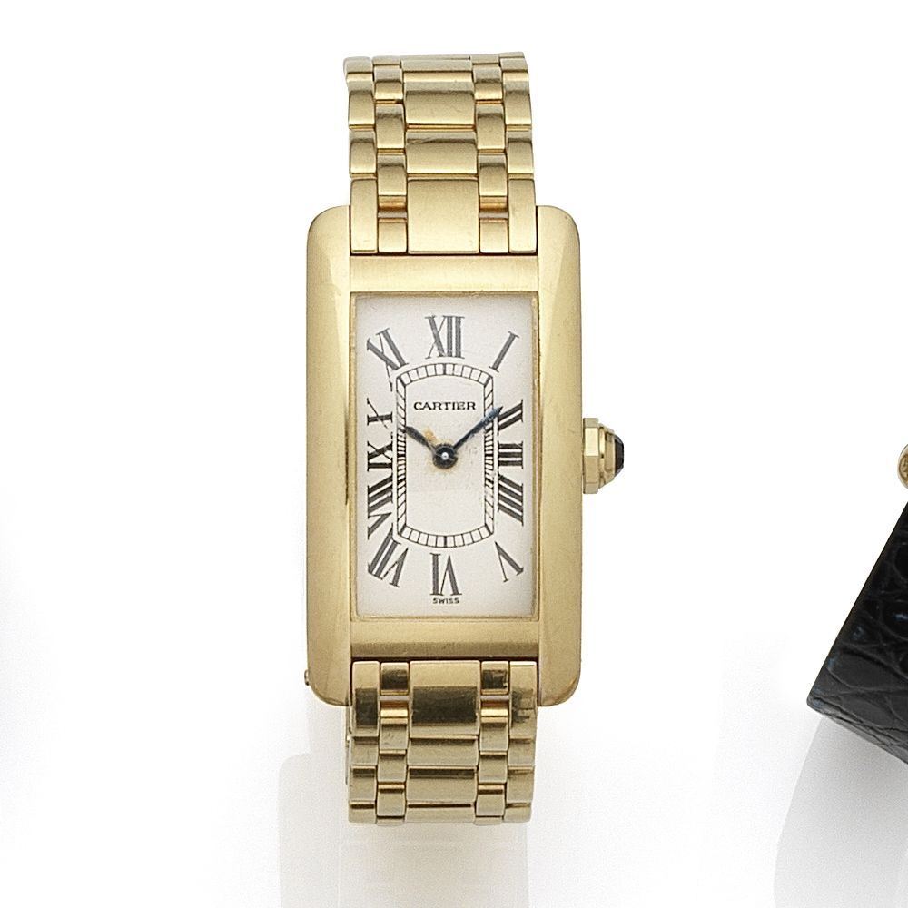 Cartier. A lady's 18K gold quartz bracelet watch Tank Americaine, Circa 2000