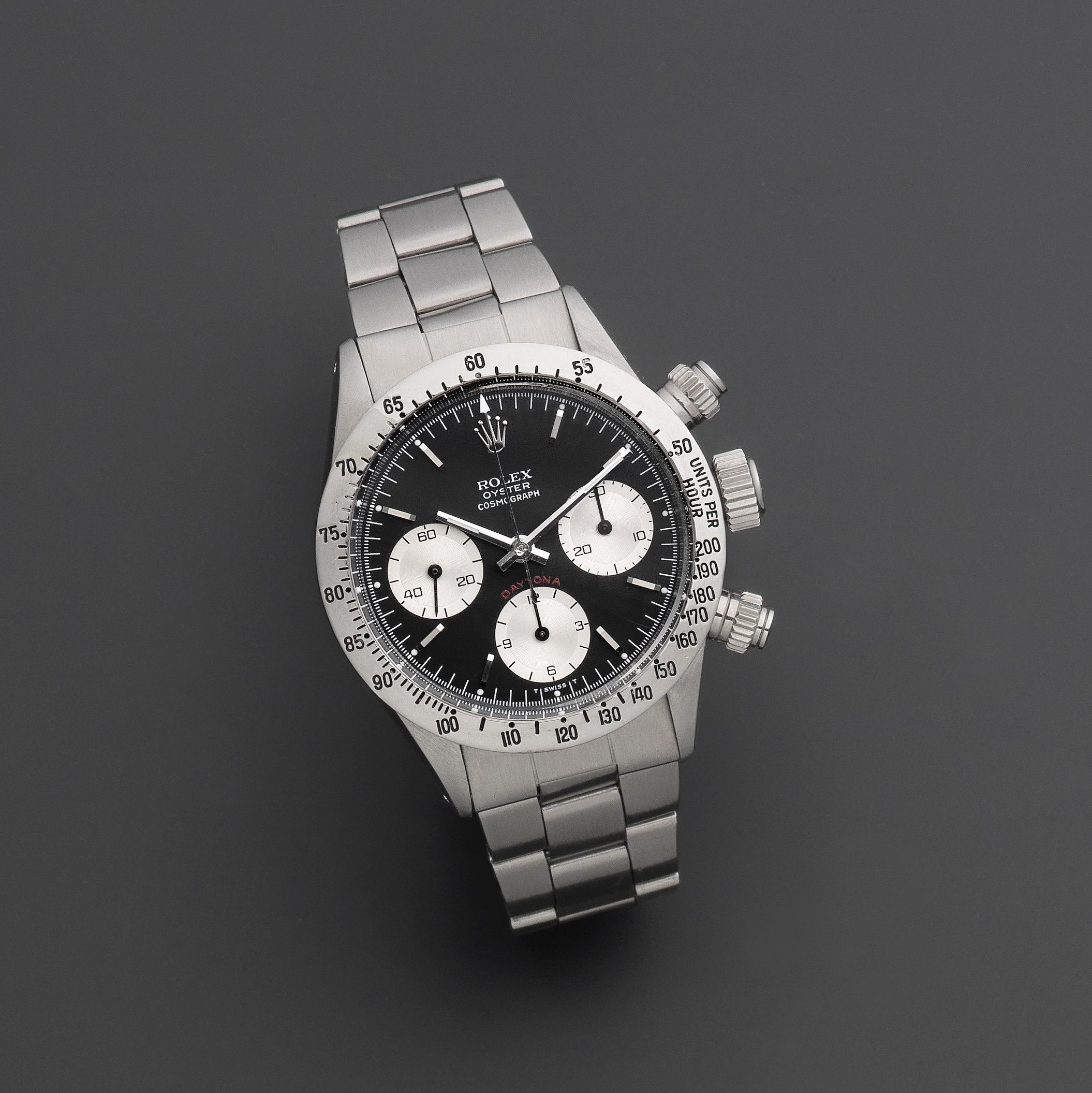 Rolex. A stainless steel manual wind chronograph bracelet watch Cosmograph Daytona, Ref:6265, Serial No.280****, Circa 1971