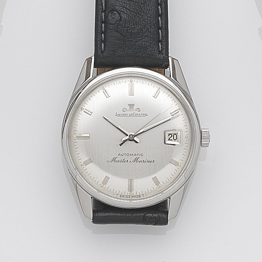 Jaeger-LeCoultre. A stainless steel automatic calendar wristwatch Master Mariner, Ref:E557/1, Case No.1227222, Movement No.1939804, Circa 1957
