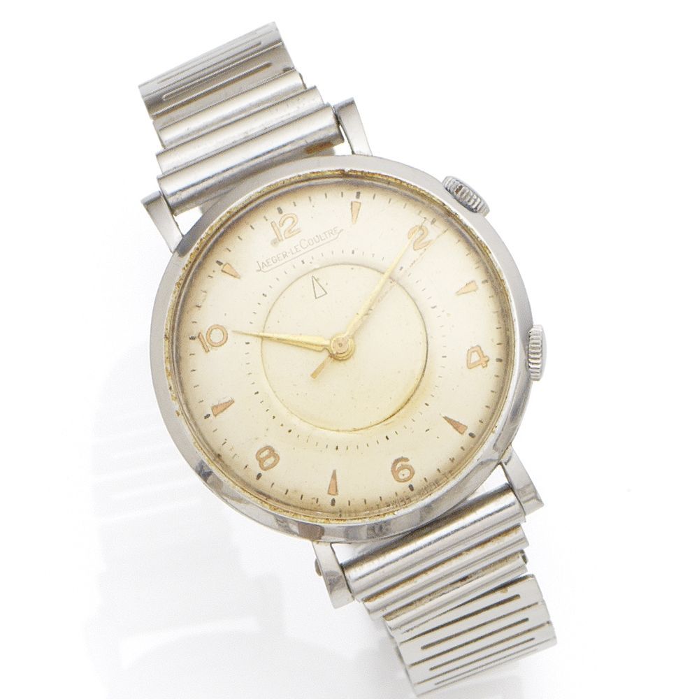 Jaeger-LeCoultre. A stainless steel manual wind alarm bracelet watch Memovox, Case No.568285, Movement No.790285, Circa 1951