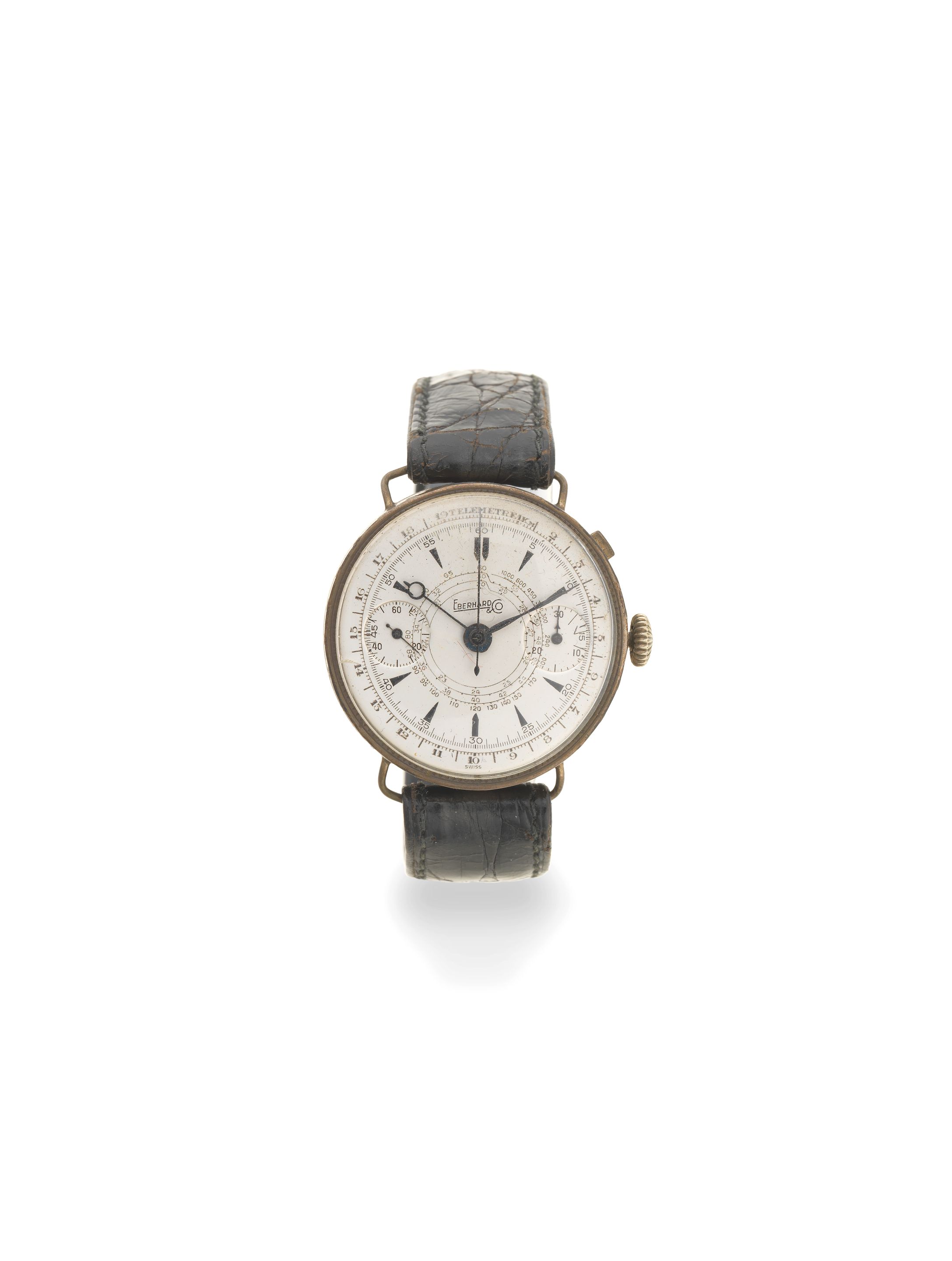 Eberhard. A later steel cased manual wind single button chronograph Circa 1950
