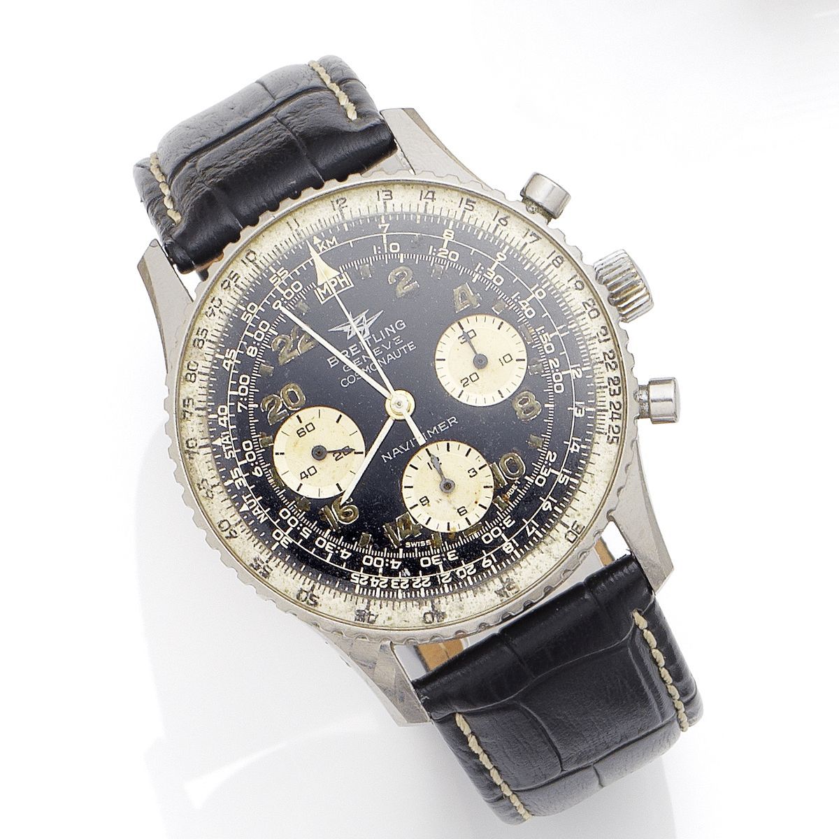 Breitling. A stainless steel manual wind chronograph wristwatch Navitimer, Ref:809, Case No.1020574, Circa 1965