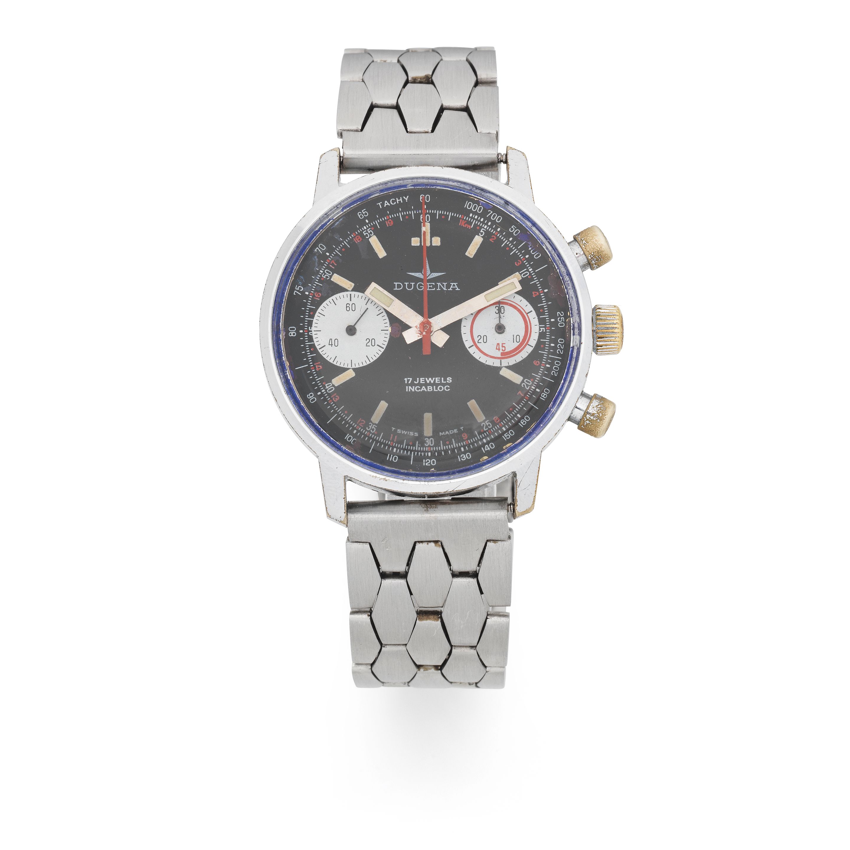 Dugena. A stainless steel manual wind chronograph bracelet watch Ref: 3752MS, Circa 1970
