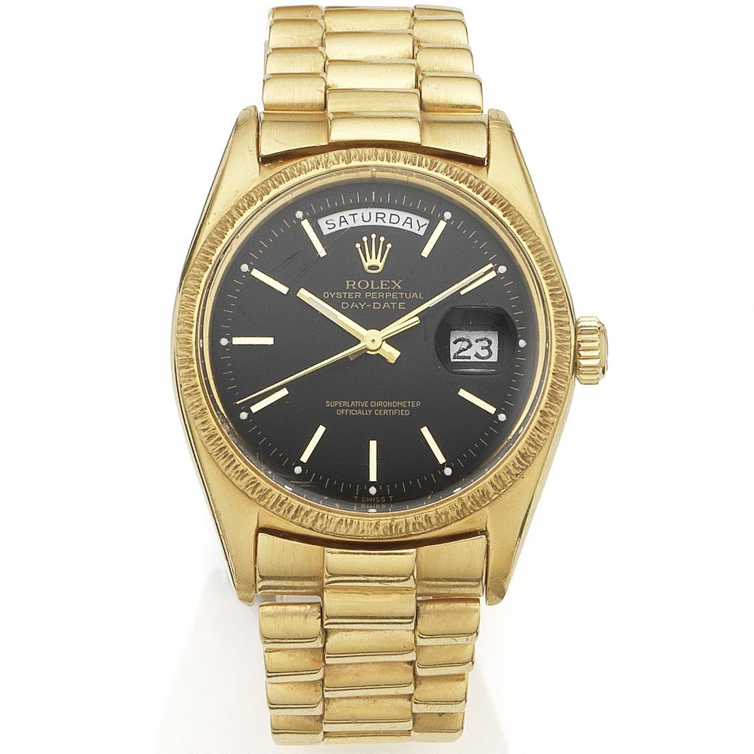 Rolex. An 18K gold automatic calendar bracelet watch Day-Date, Ref:1803, Movement No.DD11****, Circa 1970
