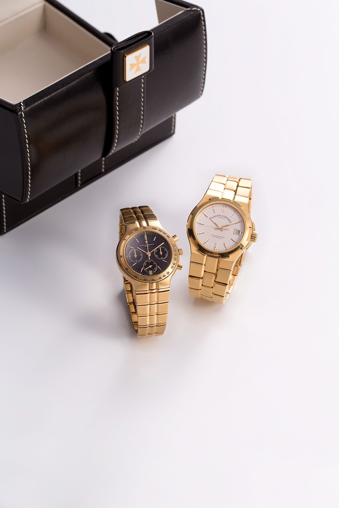 Vacheron Constantin. An 18K gold automatic calendar bracelet watch with box and papers Overseas, Ref:42042/423J, Case No.713564, Movement No.891770, Sold 3rd January 2001