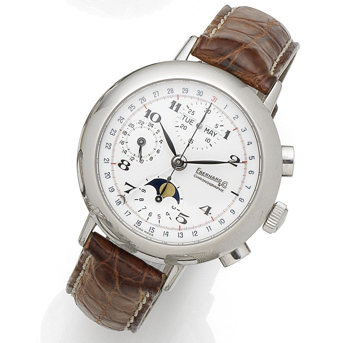 Eberhard & Co. A stainless steel automatic calendar chronograph wristwatch with moon phase Ref:1081, Case No.31039, Circa 2005