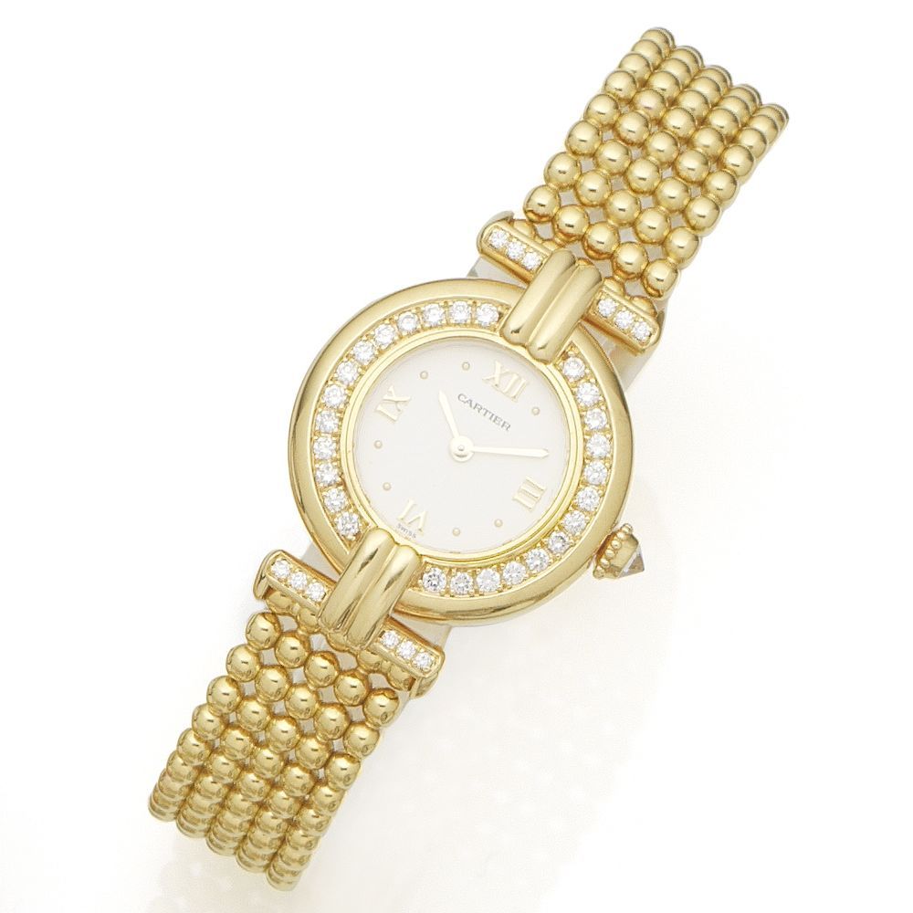 Cartier. A lady's 18K gold and diamond set quartz bracelet watch Colisèe, Ref:1980, Case No.CC171551, Sold 17th July 1996