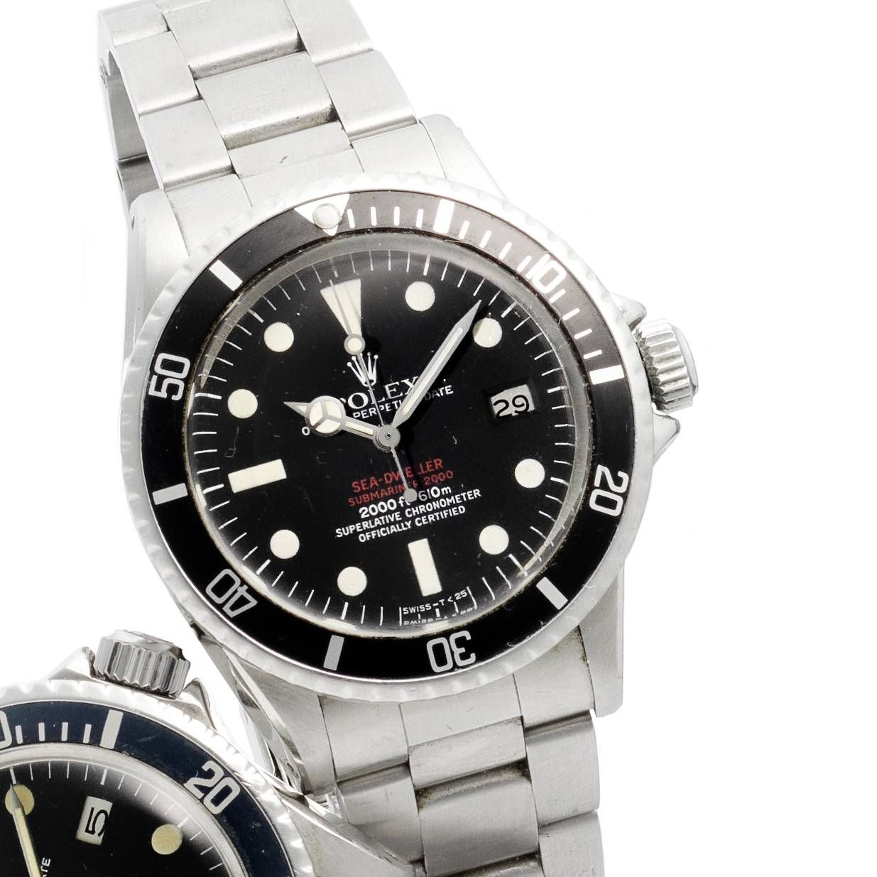 Rolex. A rare stainless steel automatic calendar bracelet watch 'Double-Red' Sea-Dweller, Ref:1665, Serial No.408****, Movement No.D41****, Circa 1975