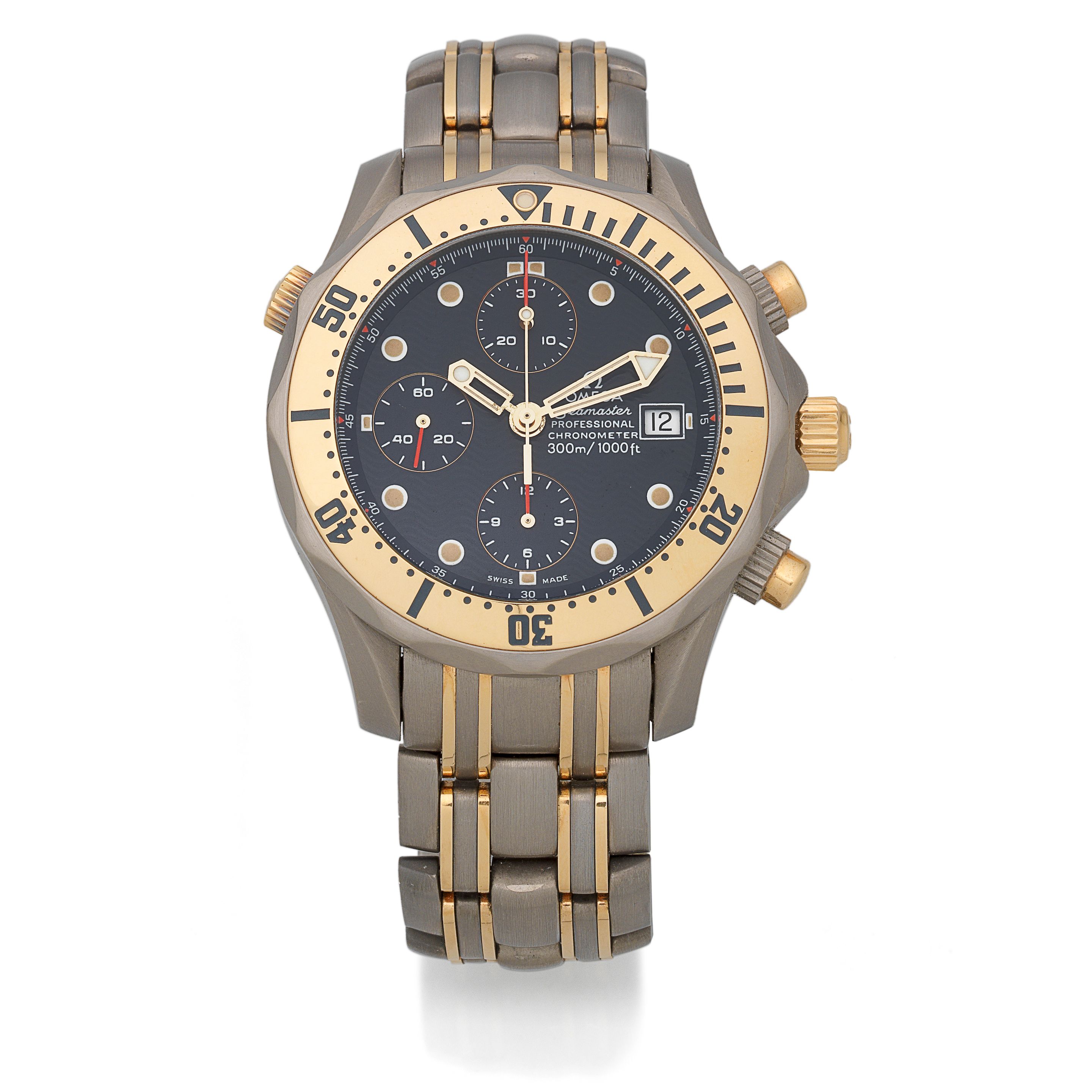Omega. A titanium and gold automatic calendar chronograph bracelet watch Seamaster Professional, Ref: 178.0504/378.0504, Circa 1995