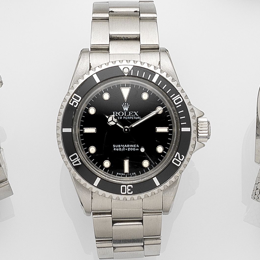 Rolex. A stainless steel automatic bracelet watch Submariner, Ref:5513, Serial No.155****, Sold 22nd December 1967