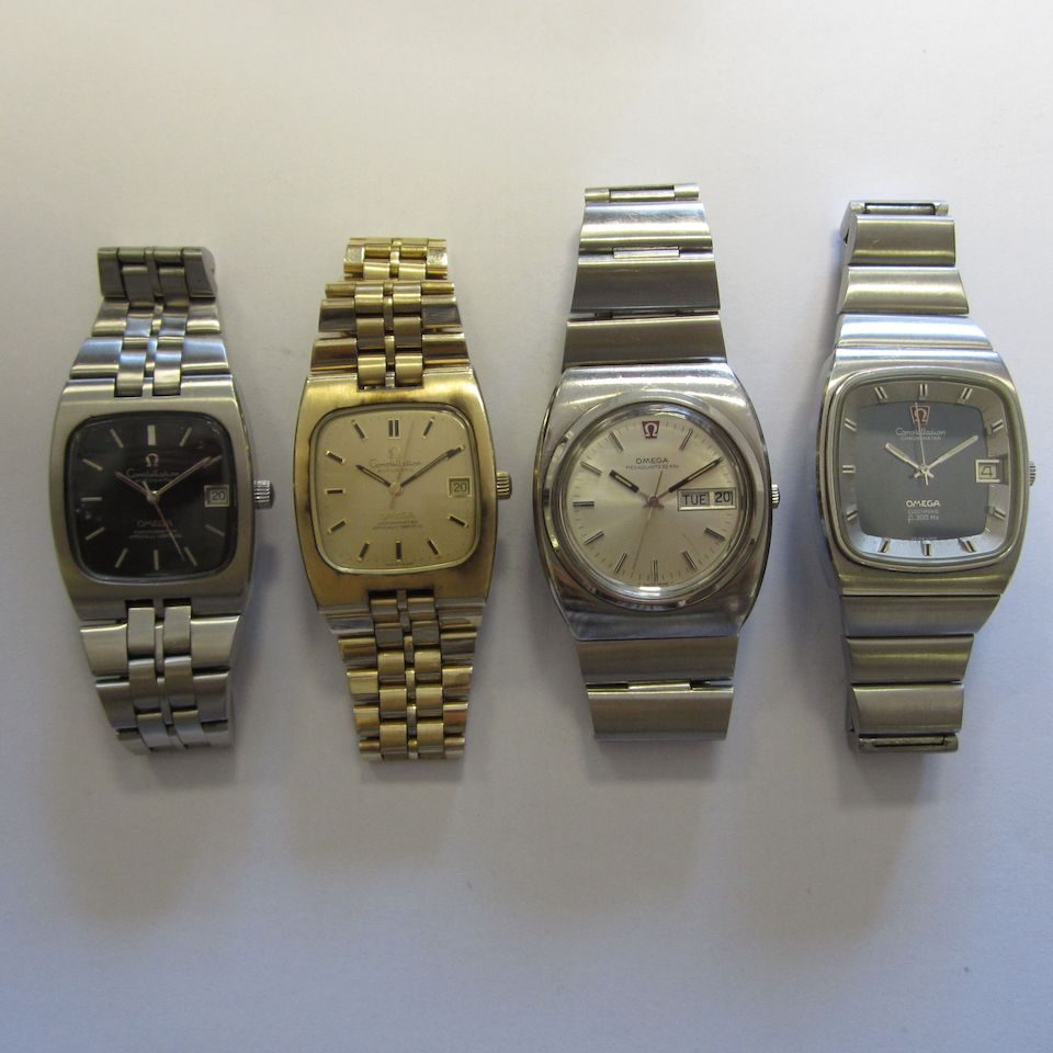 A lot of four Omega bracelet watches (AF)