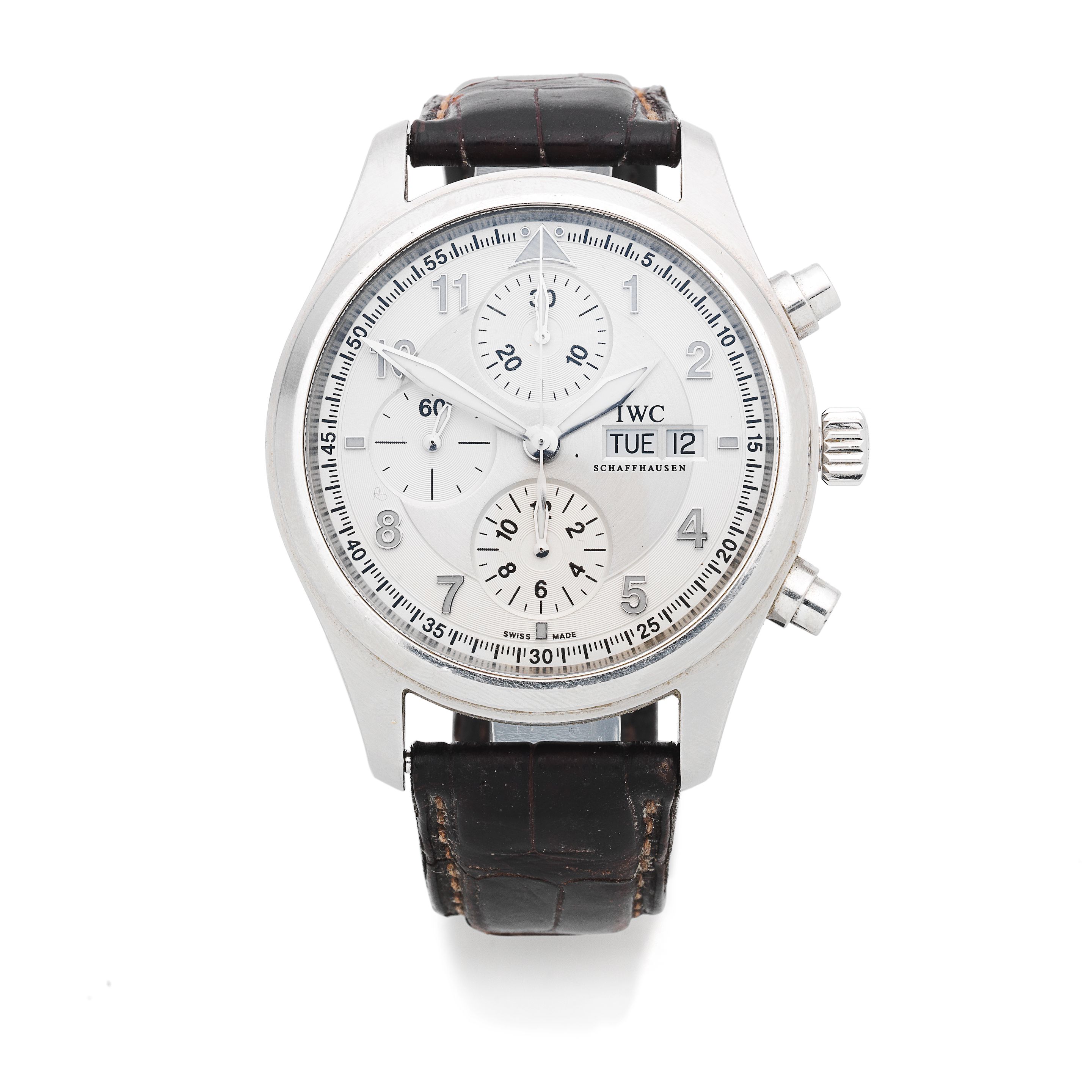 IWC. A stainless steel automatic calendar chronograph wristwatch Fliegeruhr, Ref: 3717, Circa 2005