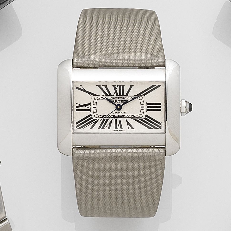 Cartier. A stainless steel automatic wristwatch Tank Divan, Ref:2612, Case No.101194CE, Sold 12th November 2002