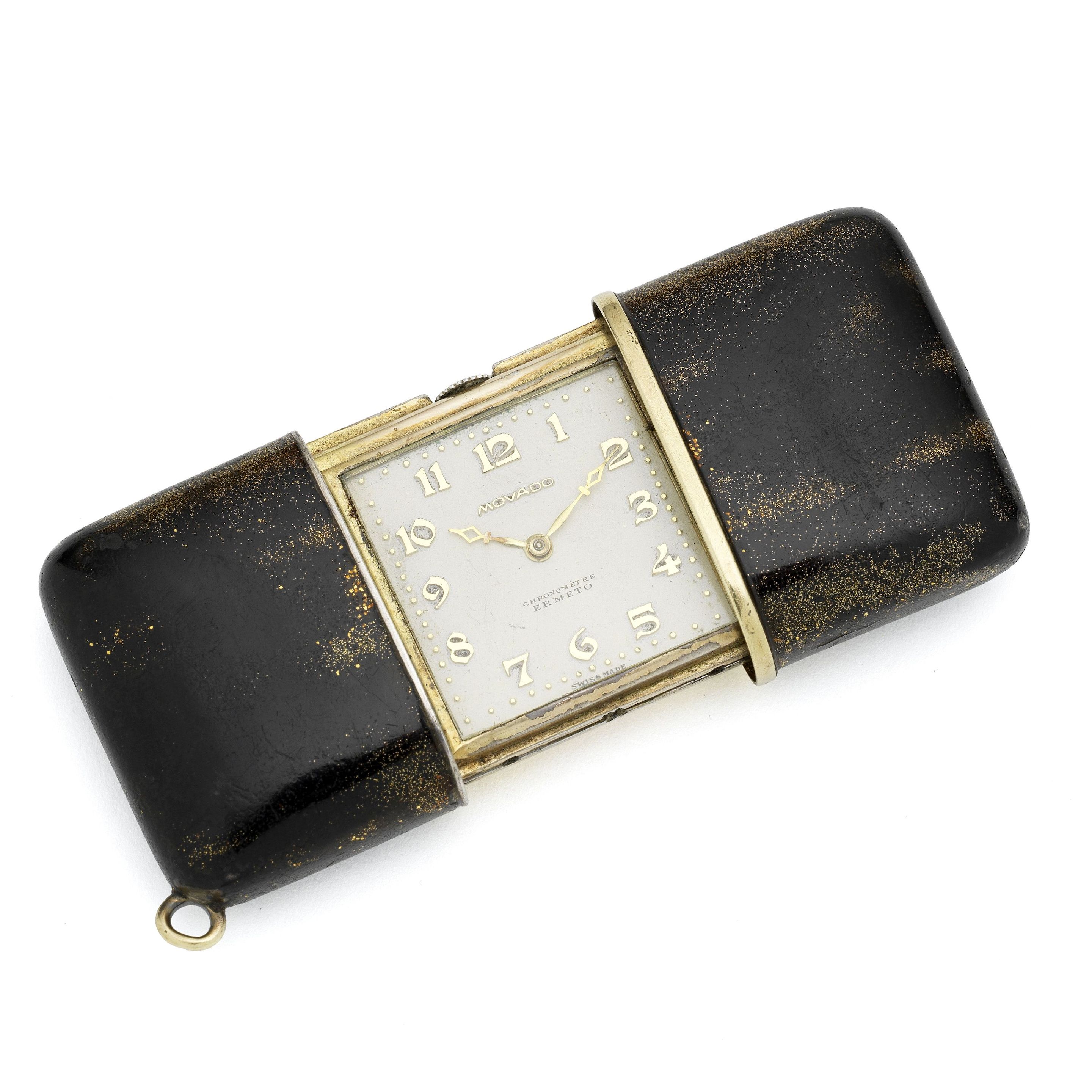 Movado. A gilt manual wind sliding purse watch Chronometre Ermeto, Case No.214964, Circa 1930