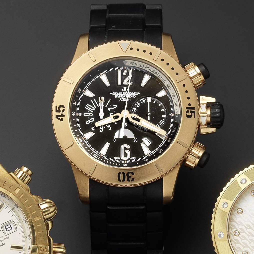 Jaeger-LeCoultre. An 18ct rose gold automatic chronograph wristwatch with 24-hour indication and world time zones, together with fitted box, guarantee and instruction booklet Master Compressor, ...