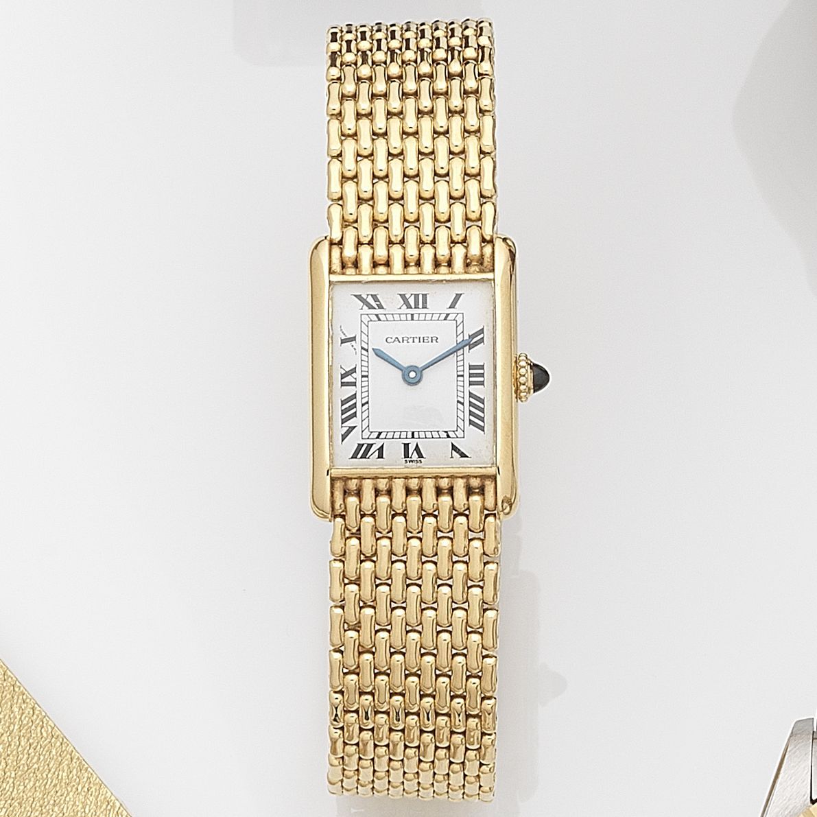 Cartier. A lady's 18ct gold manual wind bracelet watch Tank, Case No.671172373, Circa 1990