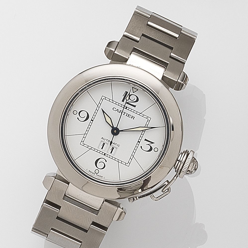 Cartier. A stainless steel automatic calendar bracelet watch Pasha Grande Date, Ref:2475, Case No.206789PB, Circa 2000
