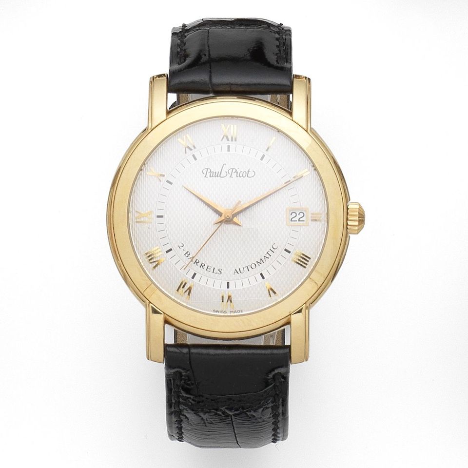 Paul Picot. An 18K gold automatic calendar wristwatch Firshire, Ref:181, Case No.54, Sold 26th November 2011