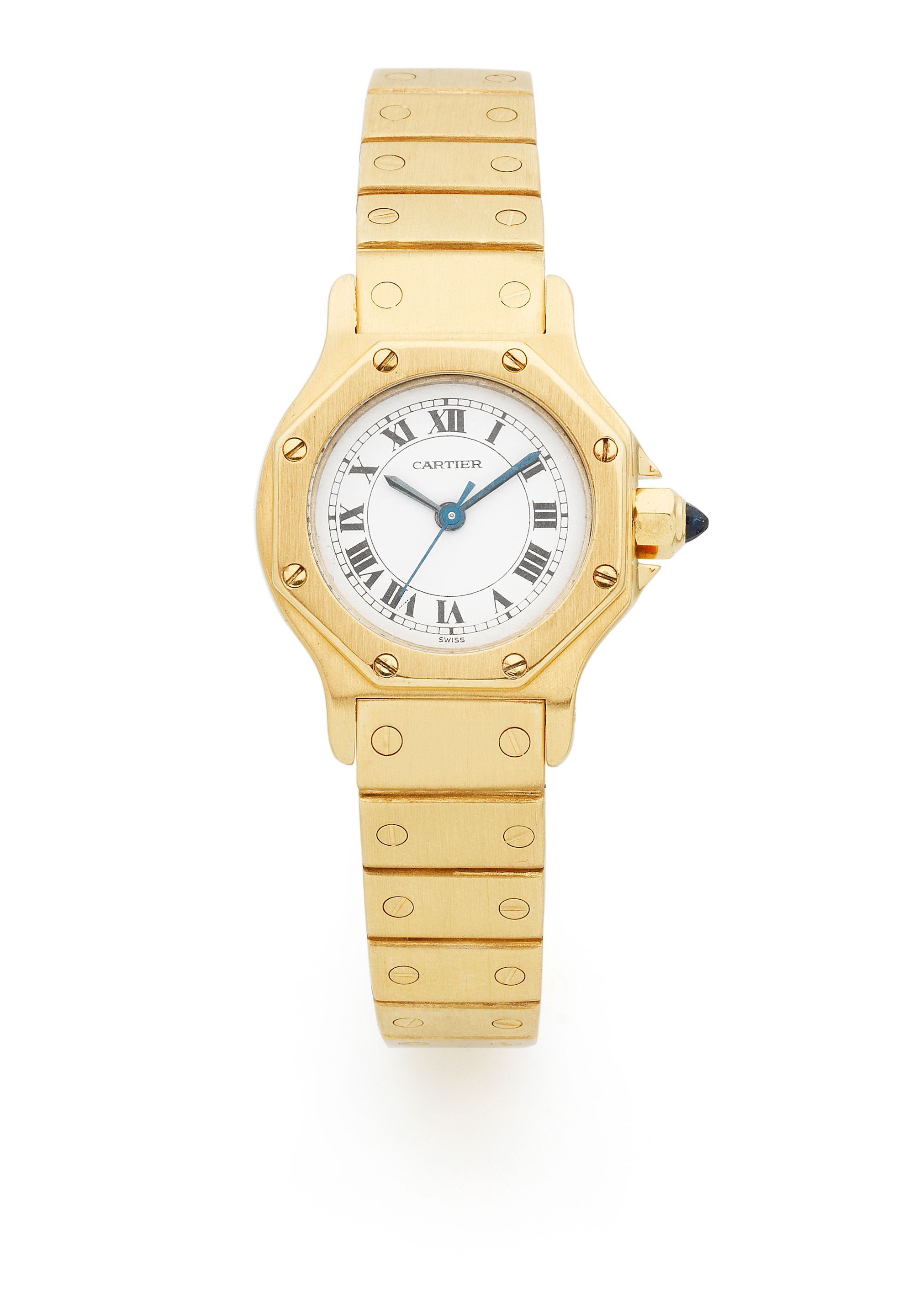 Cartier. A lady's 18K gold automatic bracelet watch Santos, Circa 1990