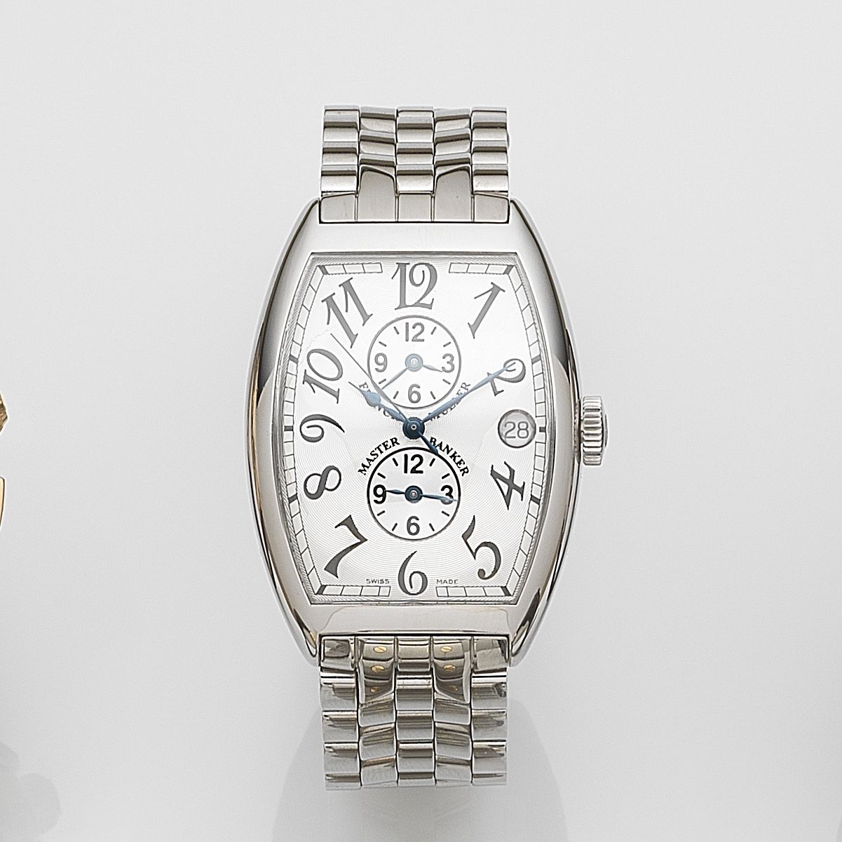 Franck Muller. A stainless steel automatic calendar chronograph bracelet watch with dual time zones Master Banker, Ref:6850 MB, No.920, Circa 2000
