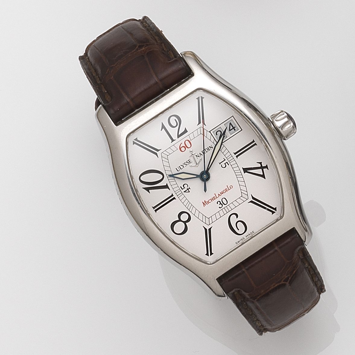 Ulysse Nardin. A stainless steel automatic calendar wristwatch Michelangelo Big Date, Ref:233-42, Case No.981, Movement No.U-N-22-15-2515, Sold 25th November 2004
