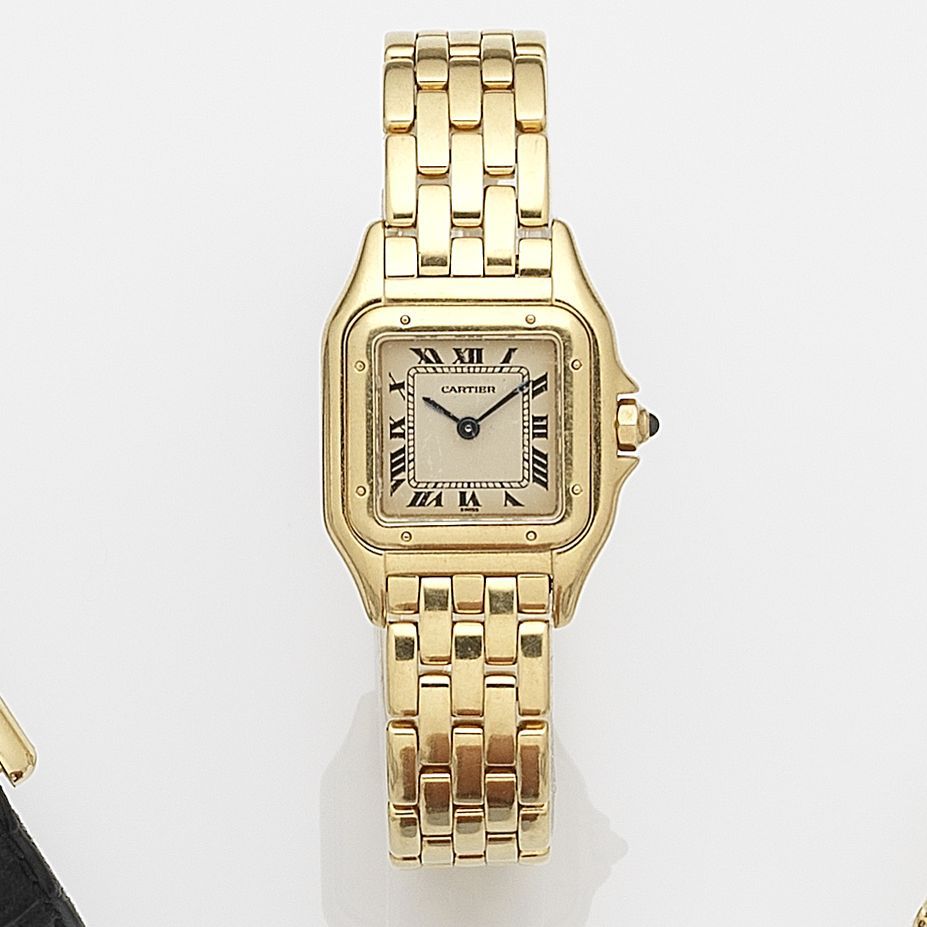Cartier. A lady's 18ct gold quartz bracelet watch Panthère, Circa 1990