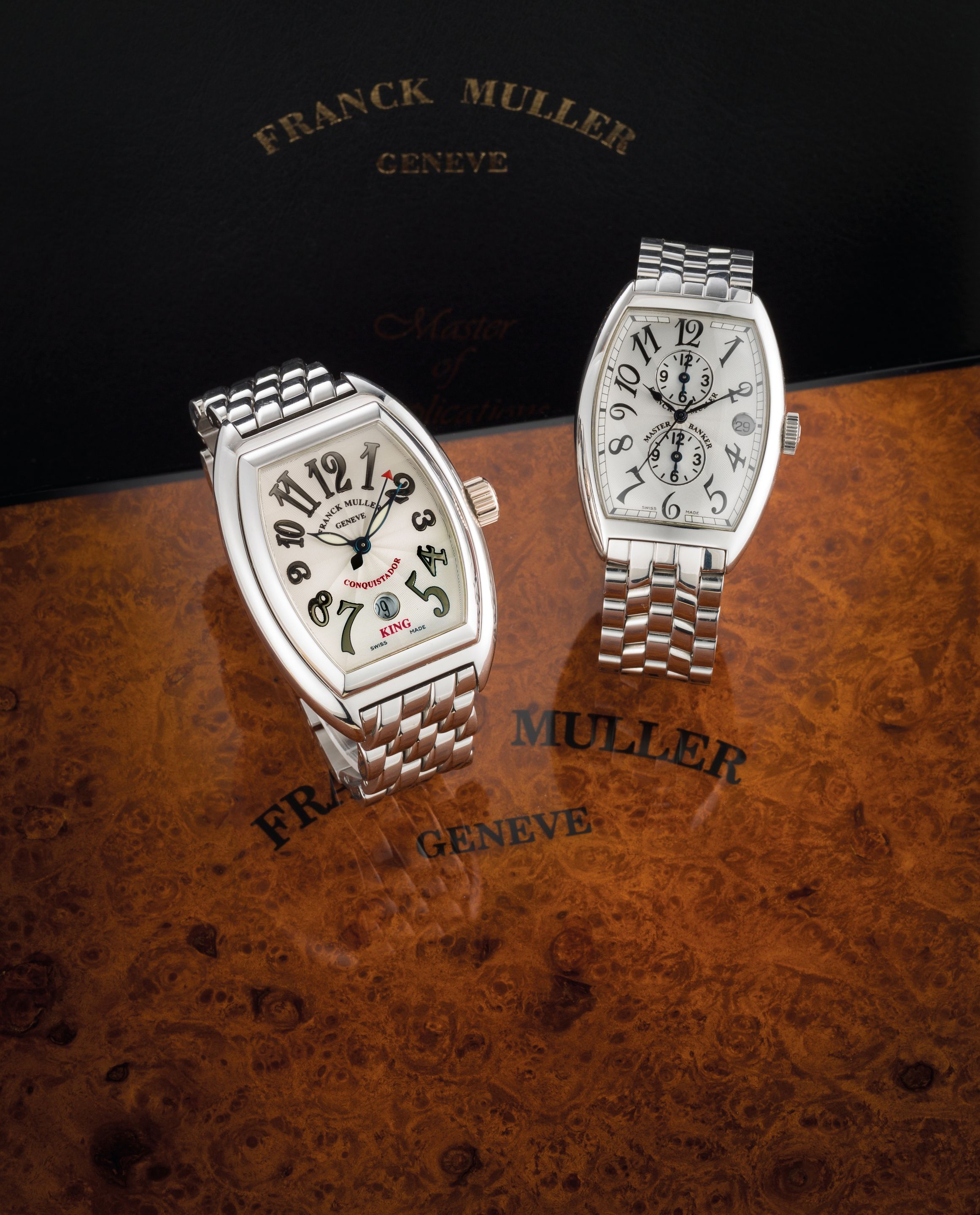 Franck Muller. A stainless steel automatic calendar bracelet watch with box and papers Conquistador King, Ref:8001 SC, Case No.172, Circa 2000