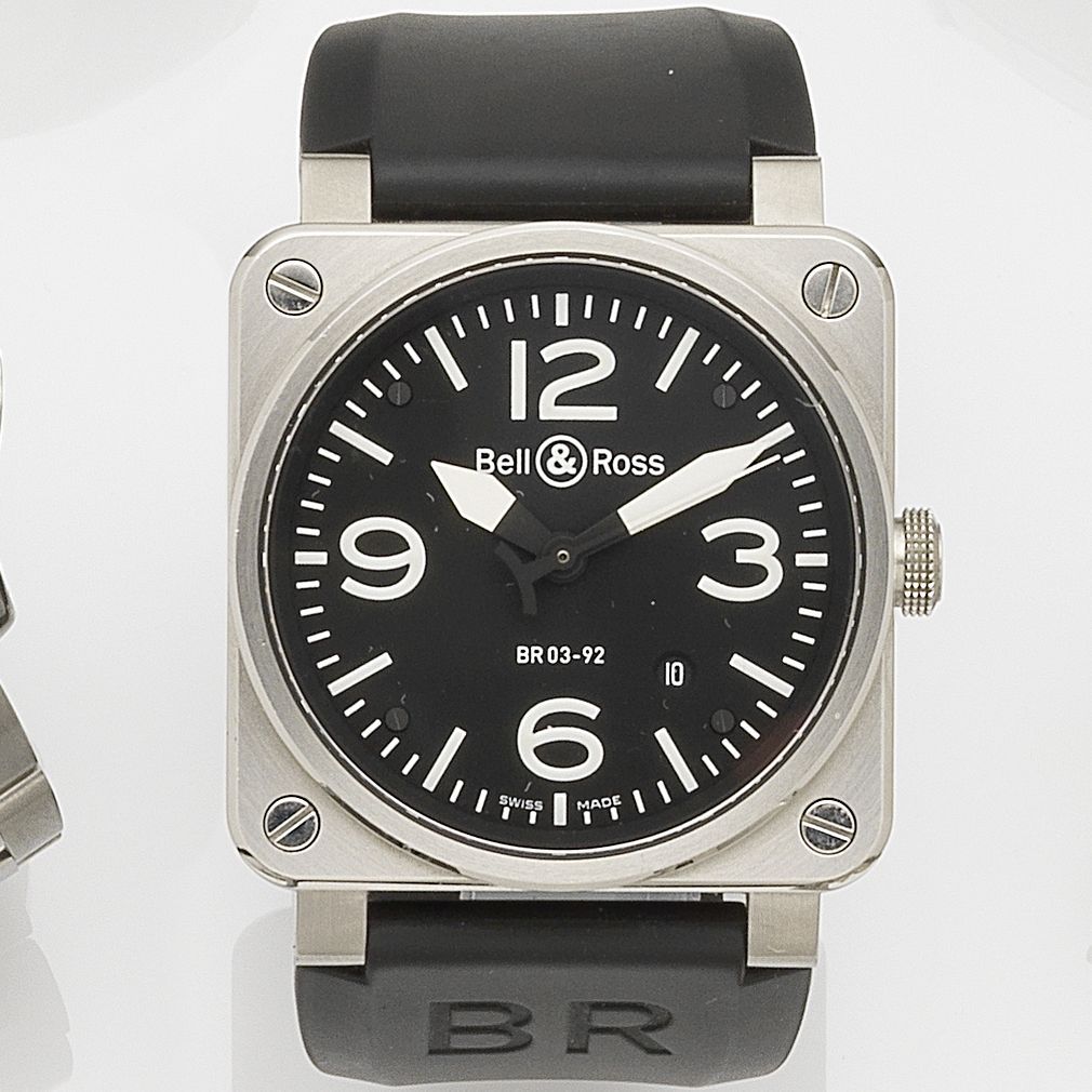 Bell & Ross. A stainless steel automatic calendar wristwatch Ref:BR0392-BL-ST, Case No.BR03-92-S-12596, Sold 15th December 2011