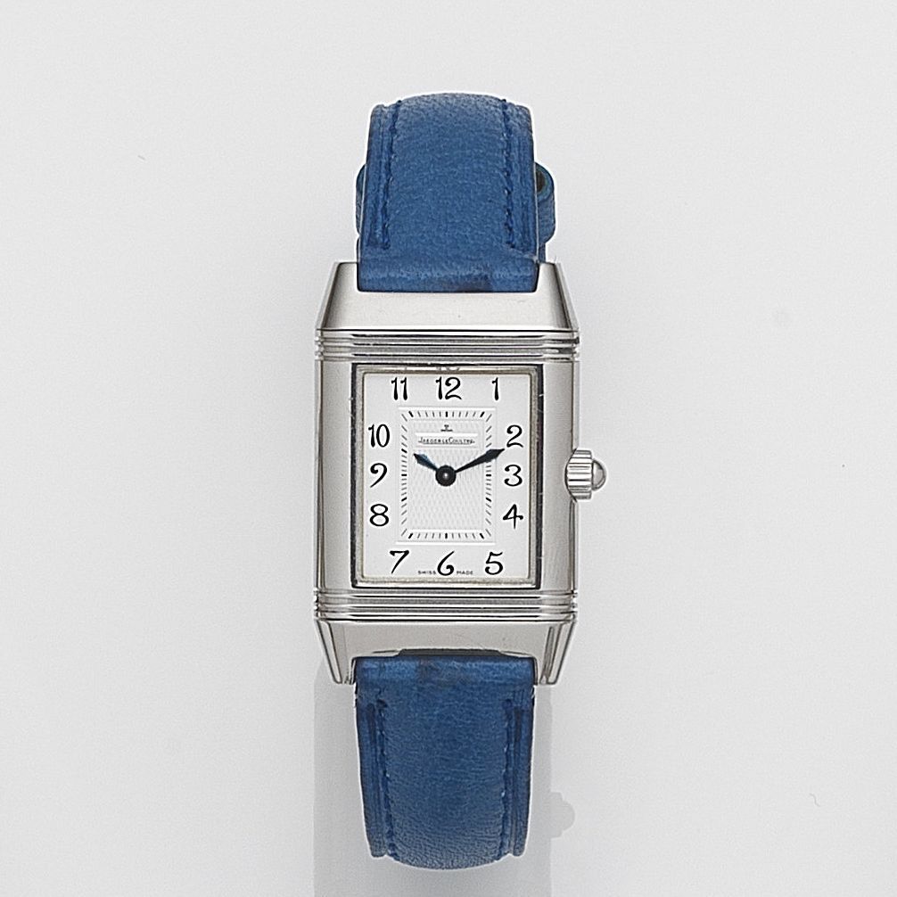 Jaeger-LeCoultre. A lady's stainless steel reversible manual wind wristwatch Reverso Duetto, Ref:266.8.44, Case No.2564374, Sold 25th August 2008