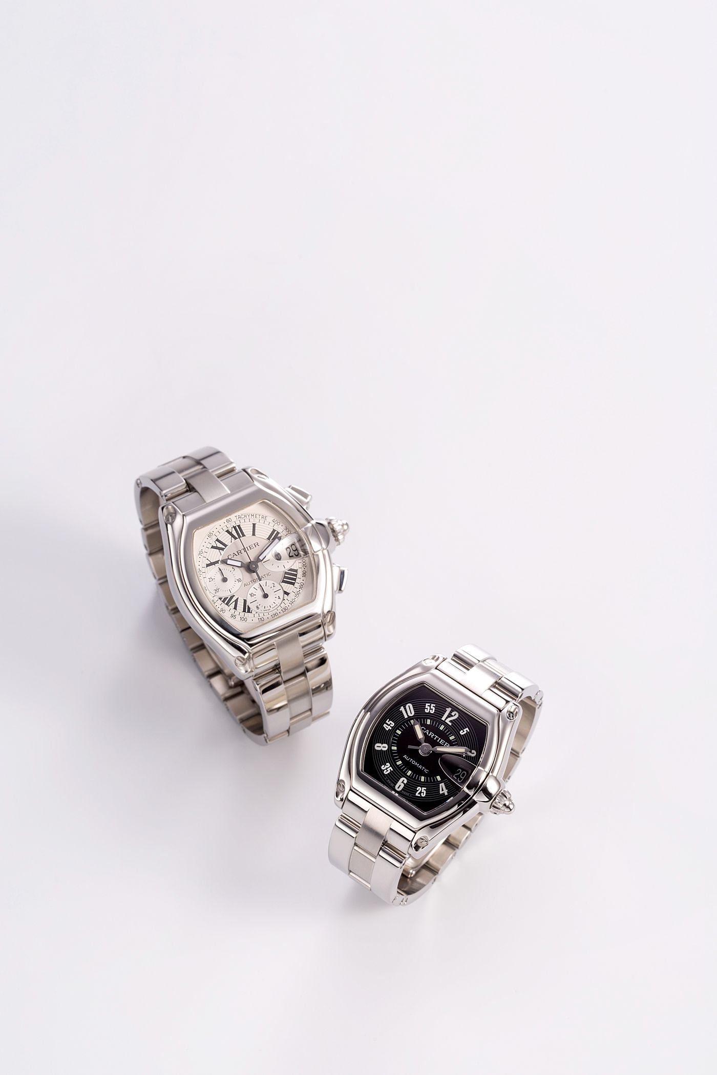 Cartier. A stainless steel automatic calendar chronograph bracelet watch Roadster, Ref:2616, Case No.34812CE, Circa 2005