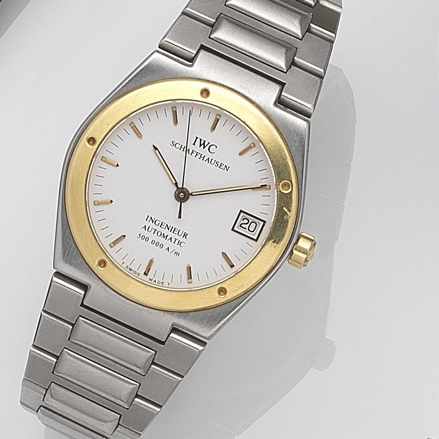 IWC. A stainless steel and gold automatic calendar bracelet watch Ingenieur, Ref:3508, Case No.2438373, Movement No.2437123, Circa 1990