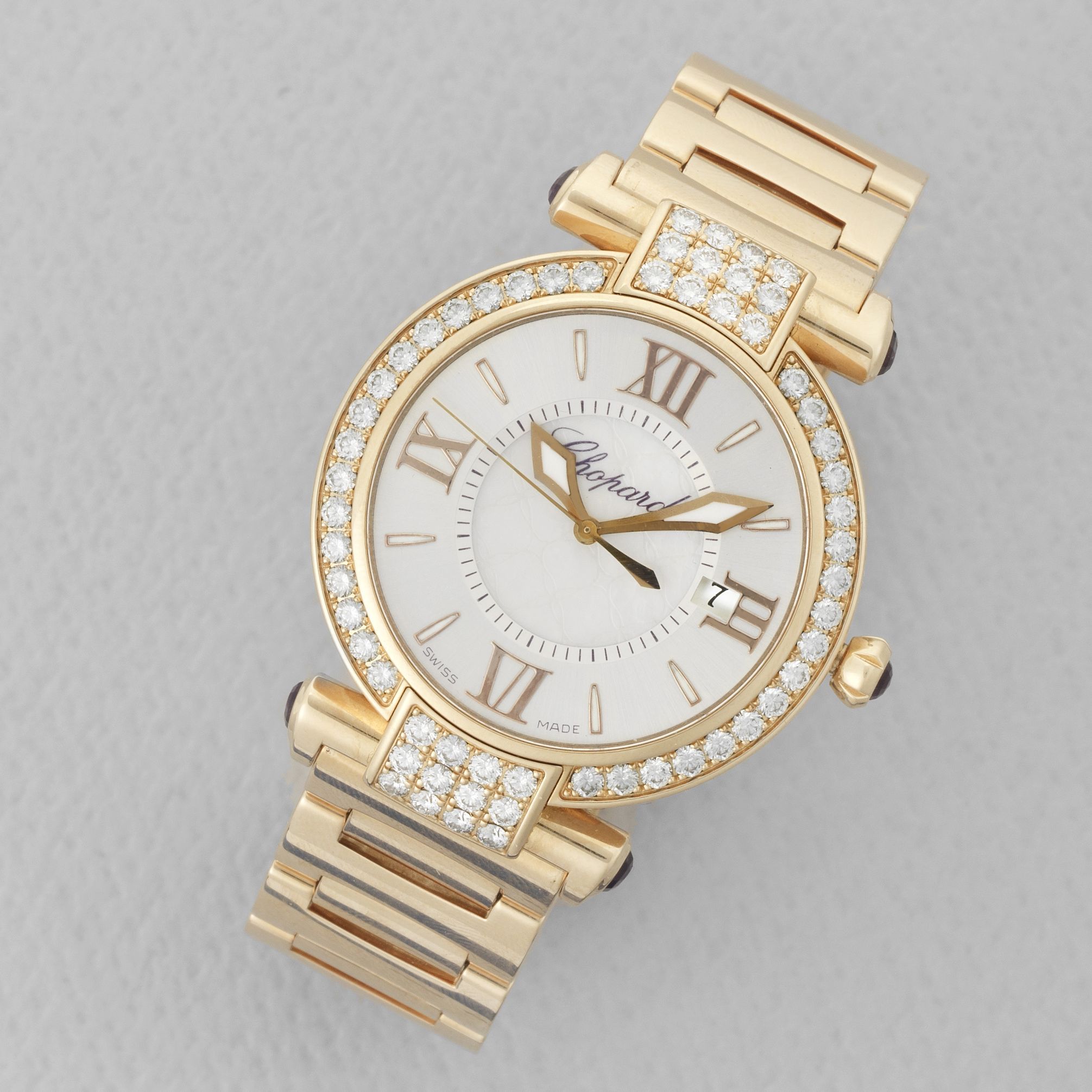 Chopard. A lady's 18K gold and diamond set quartz calendar bracelet watch Imperiale, Ref: 4221, Circa 2015