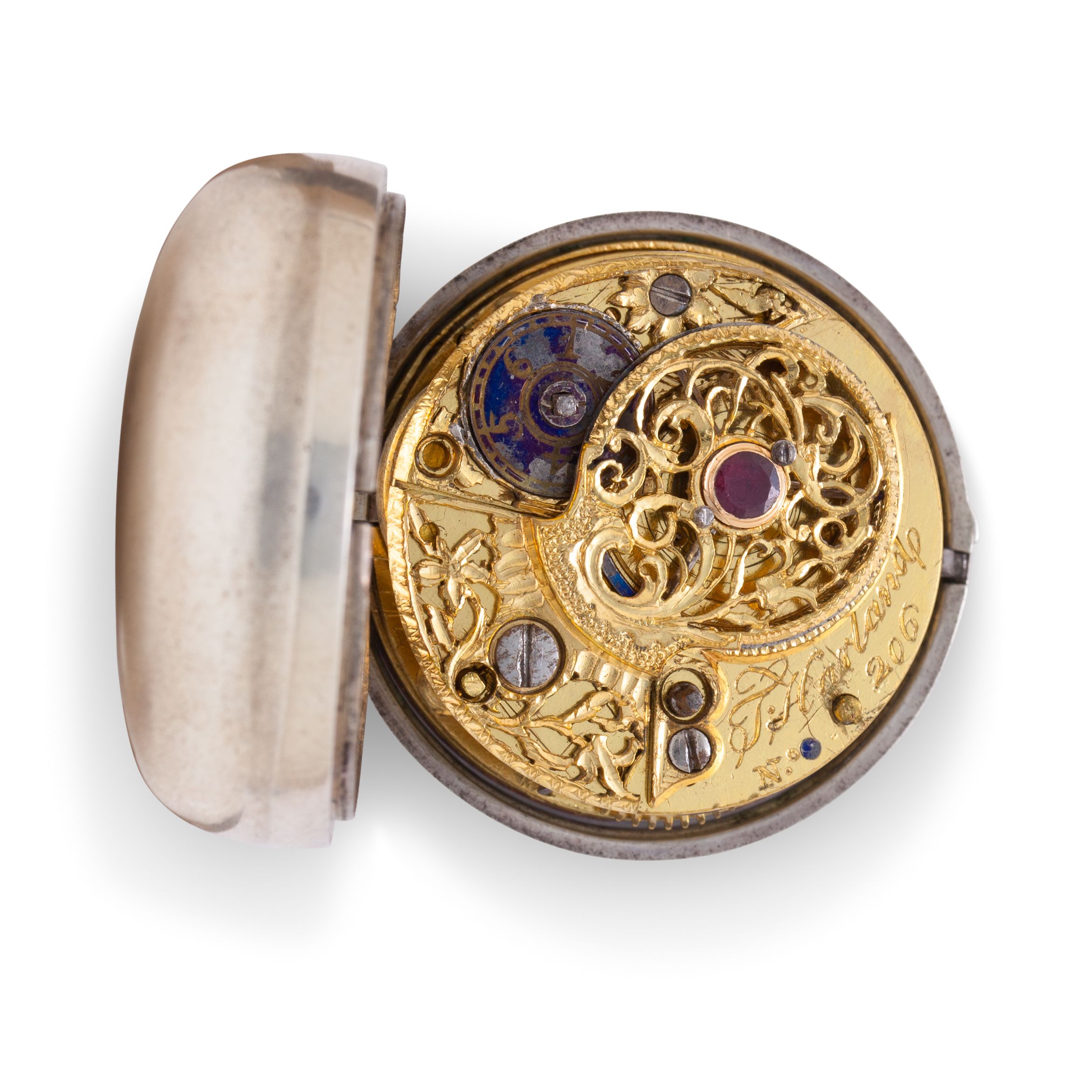 A rare silver pair case cylinder watchSigned Thomas Harland. No. 206, circa 1771 and later