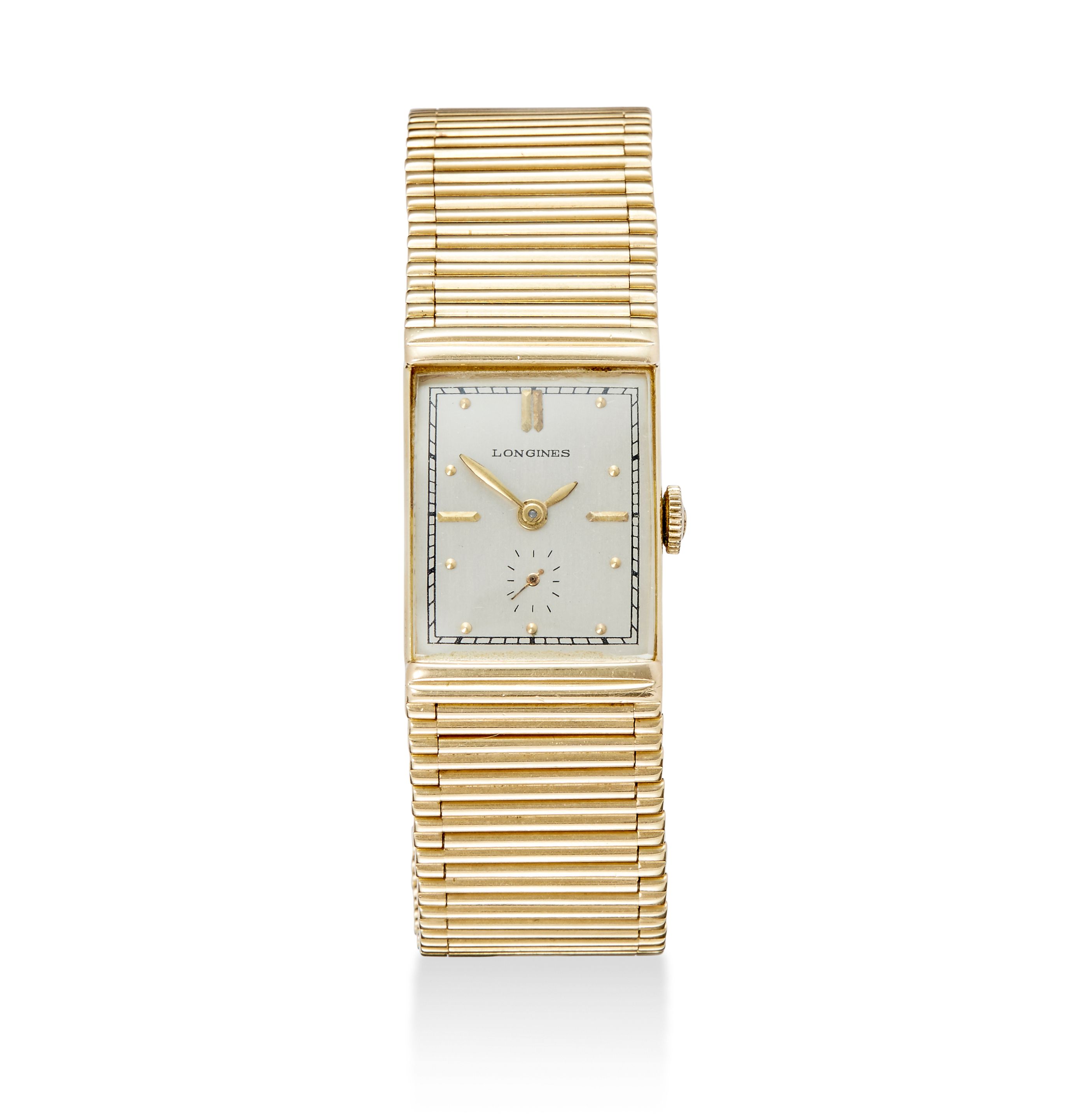 Longines. A fine 14K gold bracelet watchNo. 7343076, 1940's