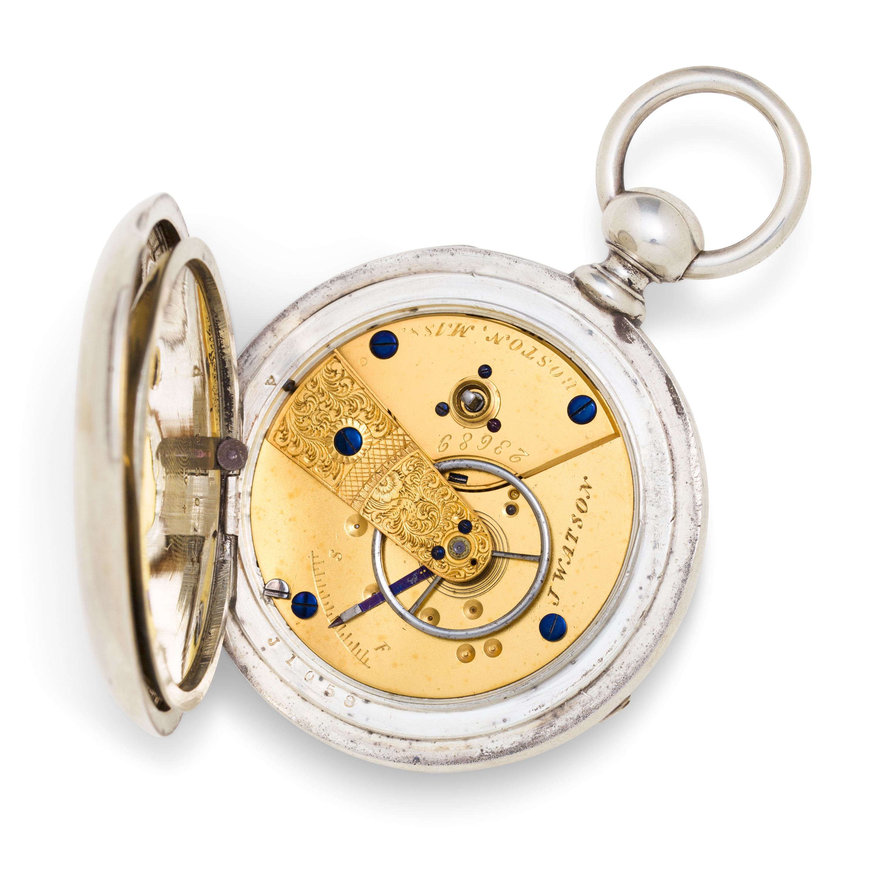Waltham. A rare silver open face watchJ. Watson, Boston, Mass, No. 23689