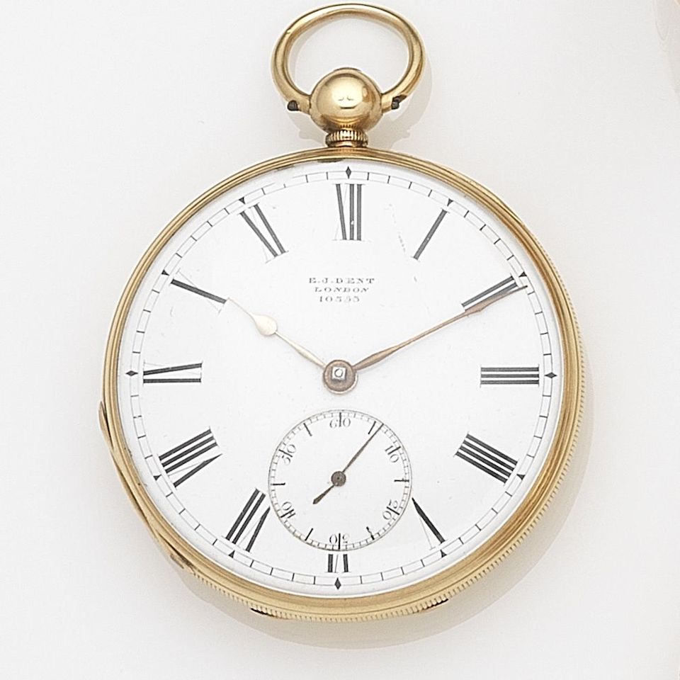 E.J.Dent, London. An 18ct gold key wind open face pocket watchDial and Movement No.10353, London Hallmark for 1845