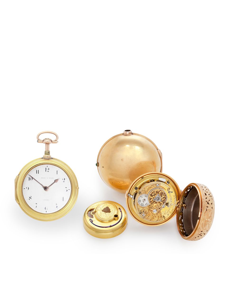 Higgs y Evans, Londres. A fine gold pair case quarter repeating cylinder watchNo. 27400, circa 1810