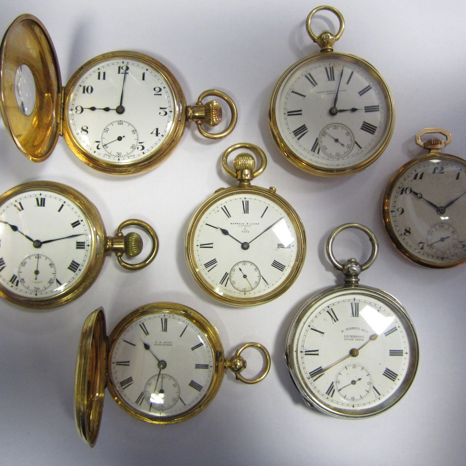 A lot of seven pocket watches