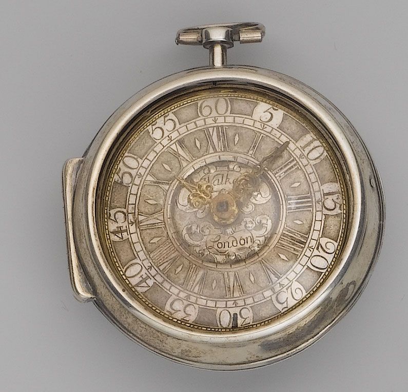 W. Walker of London. A mid 17th century silver pair cased pocket watch
