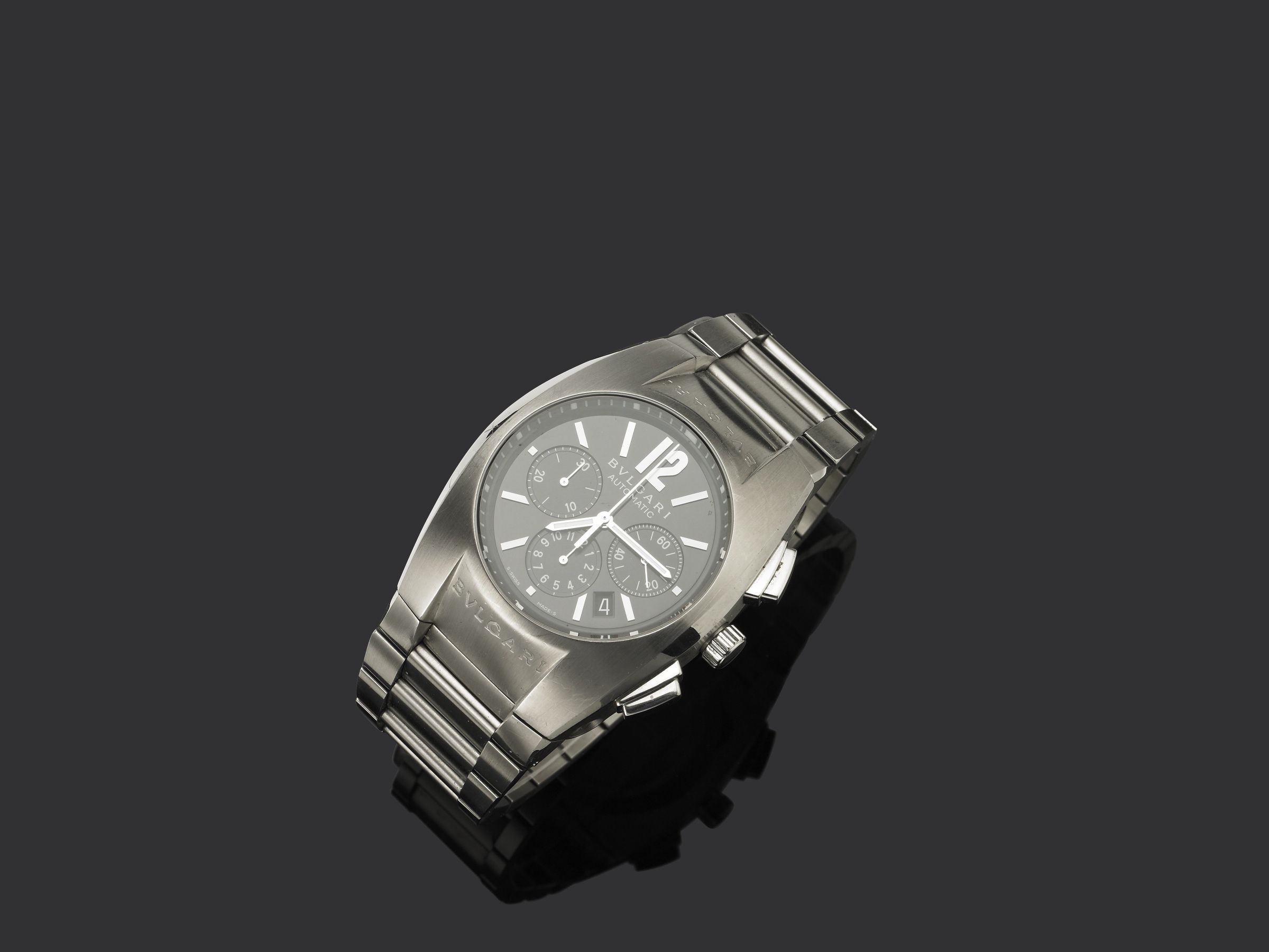 Bulgari. A stainless steel automatic chronograph bracelet watch