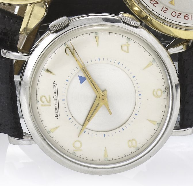Jaeger LeCoultre. A fine stainless steel centre seconds alarm wristwatchMemovox, Movement No.902890, Case No.622169, 1940's