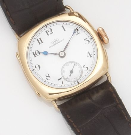 IWC. A 9ct gold manual wind wristwatchCase No.795218, Movement No.746150, Glasgow Hallmark for 1923
