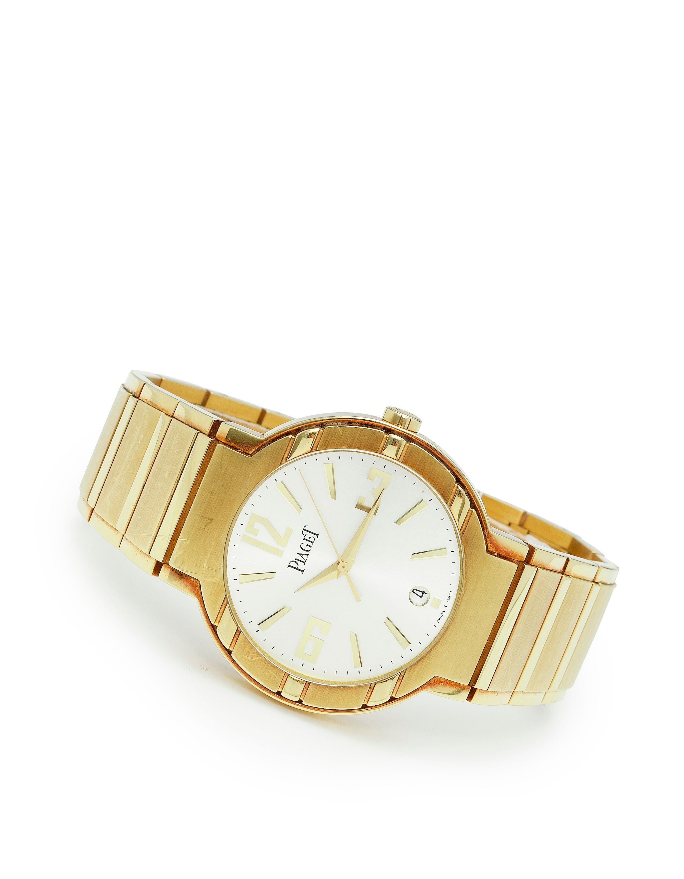 Piaget. An 18K gold automatic center seconds bracelet watch with datePolo Grande, Ref: P10113, No. 907384, 2000's