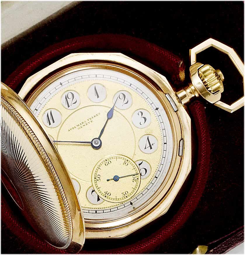 Audemars Freres. An early 2oth century 14ct gold full hunter pocket watch